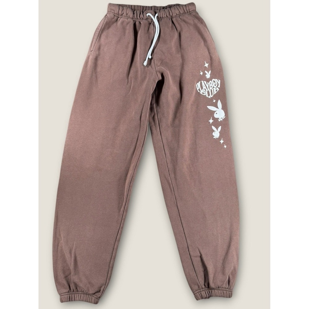 Playboy‎ x PacSun Brown Fleece Jogger Sweatpants Playboy Club Bunny Womens S
